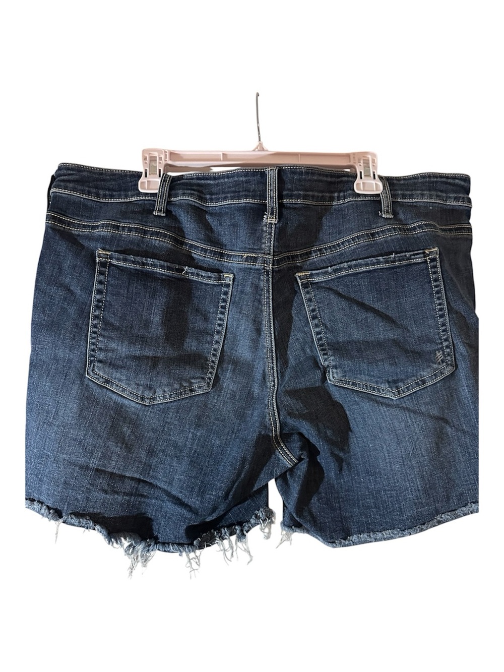 Distressed Dark Blue Denim Shorts with Flag Pockets - Picture 2 of 6